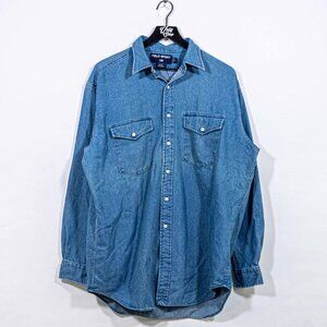 Polo Sport Ralph Lauren Ranch Denim Shirt Double Pocket Large VTG 90s Streetwear